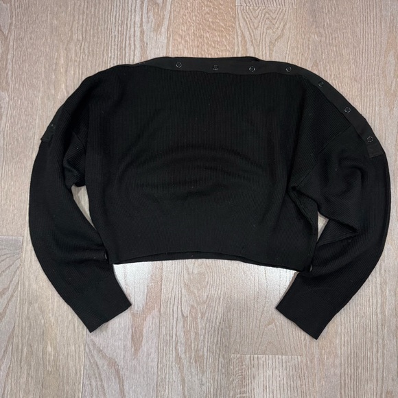T by Alexander Wang Cropped Snap Boatneck Sweater